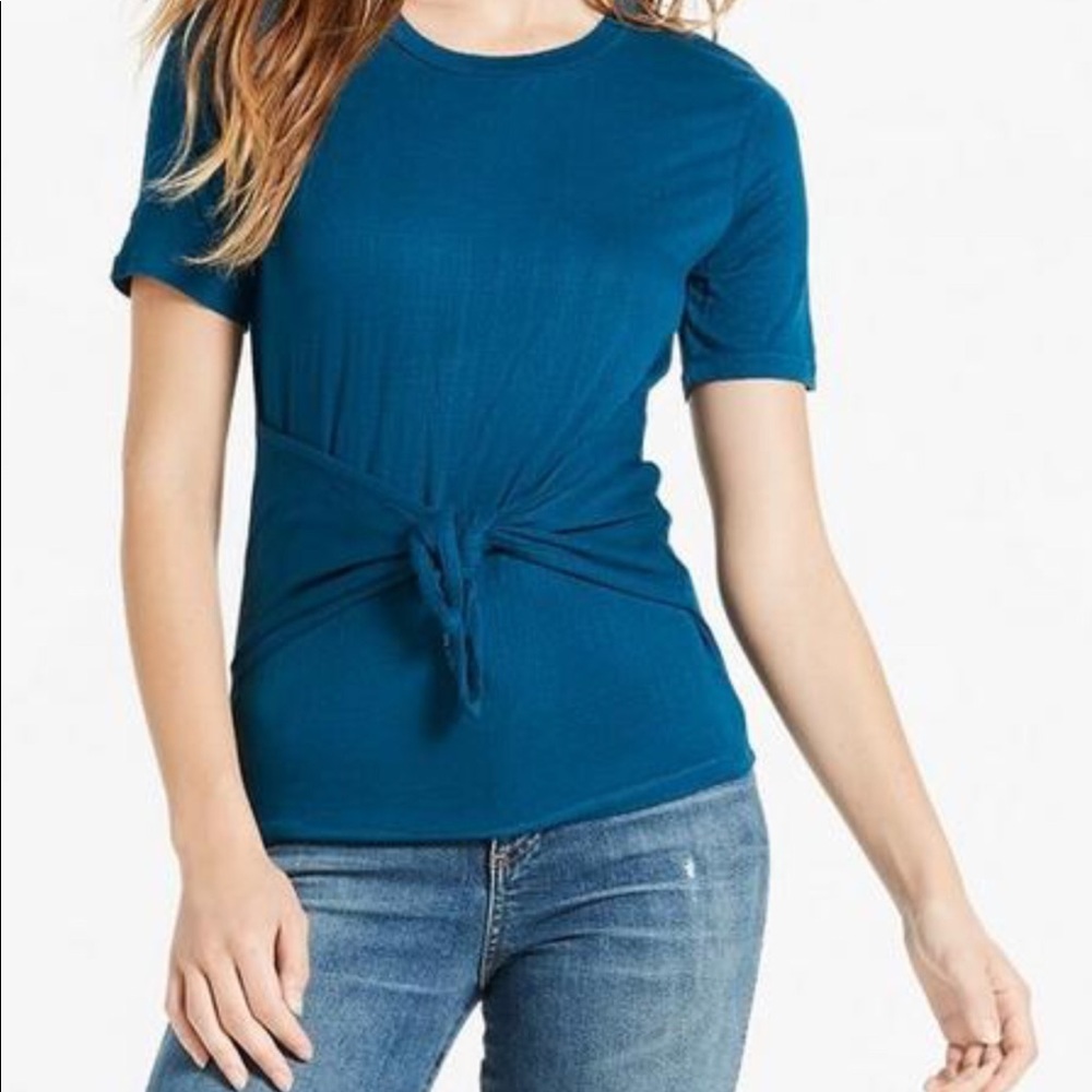 Lucky brand teal tie front Tee size medium